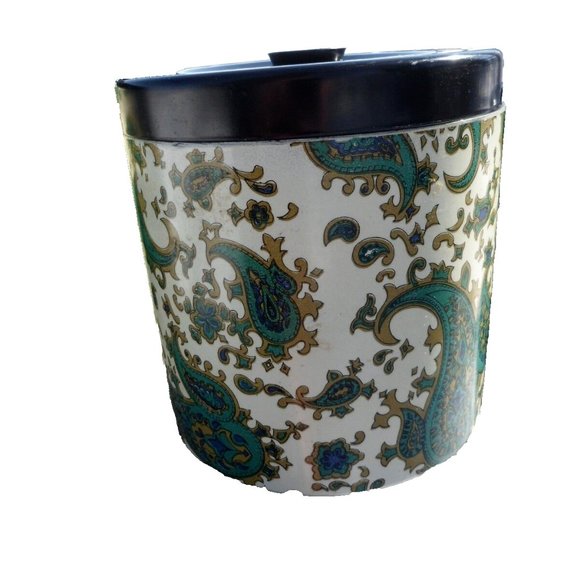 Vintage Kitchen Canister Set Takahashi Nesting Container Green Paisley Tray MCM - Picture 5 of 13